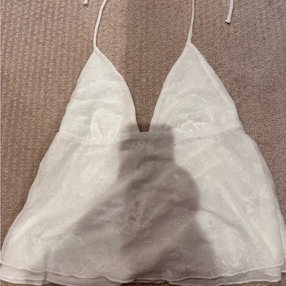 Garage White Lace Halter Top